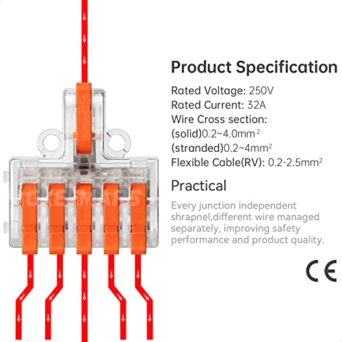 10Pcs Mini Electrical Wire Connectors, DIY Splicing into 4/6/8/9/10 Way Quick Connector Terminal Blocks (1 in 5 Out, PC) - style: 1 in 5 out, PC
