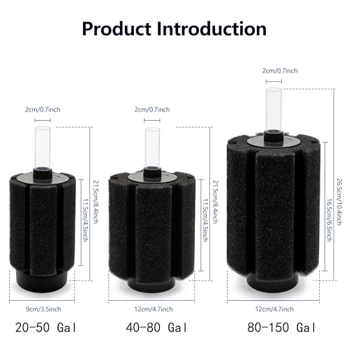 ALEGI 4pcs Large Aquarium Sponge Filter with Suction Cups, Check Valves for Breeding Fry Betta Shrimp Fish Tank ((Upgrade) 40-80 Gal 4 Pcs) - size: (Upgrade) 40-80 Gal 4 Pcs