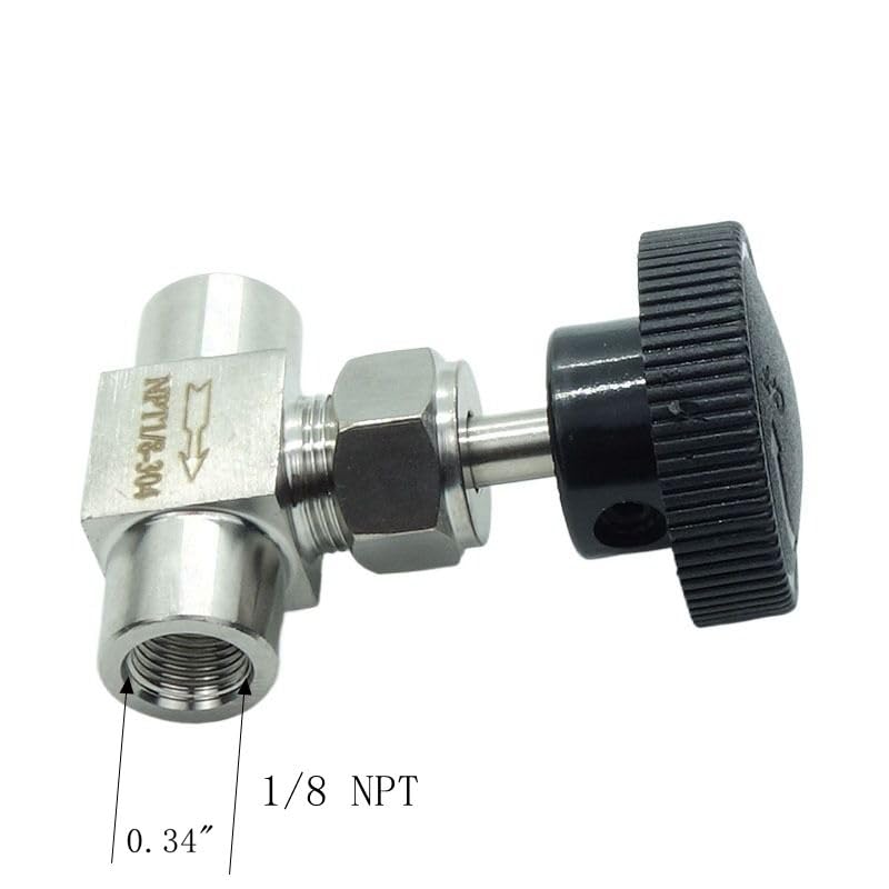 1 Piece Stainless Steel 304 Instrument Gas Needle Valve 1/8" NPT Female x 1/8 NPT Female - size: Straight 1/8" NPT F x F