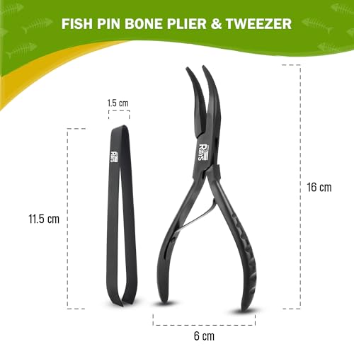 Fish Bone Pliers/Tweezers – Ergonomic Non-Slip Grip, Food-Grade Stainless Steel Deboner | Pin Bone Remover for Salmon, Trout & All Fish - color: Fish Bone Pliers/Tweezers Set