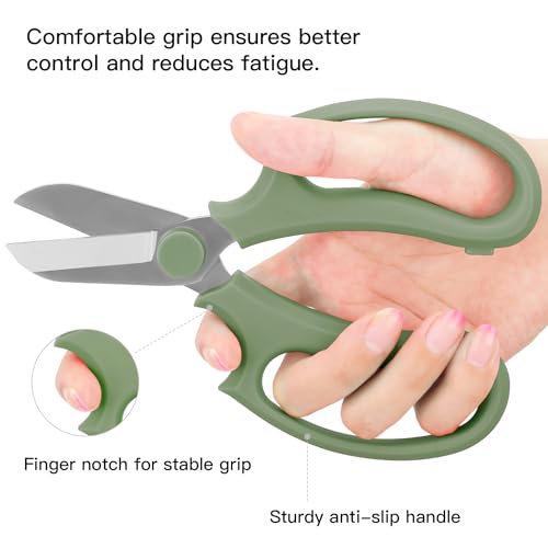 Housolution Flower Scissors, Strong Floral Shears, Premium Steel Garden Pruning Shears Floral Fruits Leaf Scissors Hand Pruner Snip Trimming Tool for Gardening Flower Arrangement, Avocado Green - color: Avocado Green, size: 1 Pack