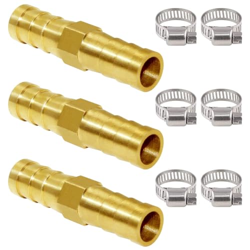 Joywayus Brass Hose Barb 1/2" ID Hose Fitting,Hex Union Fitting Intersection/Split Brass Water/Fuel/Air - size: 0.5 Inch, style: 1PCS