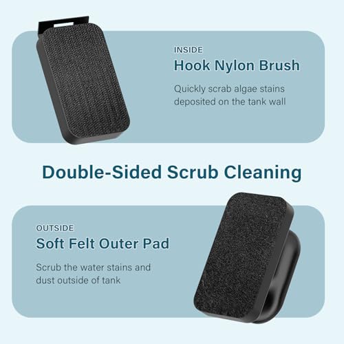 hygger Aquarium Magnetic Glass Clean Tool, Algae Scraper for 0.2-0.6 Inch Thick Fish Tank Floating Scrubber Brush with Two Detachable Blades (M) - size: M