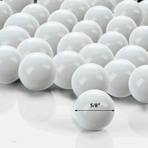CYS EXCEL White Glass Gemstone Vase Filler (1 LB) Aquarium Round Marble Beads Decorative Mosaic Pebbles - color: White, size: 1 LB