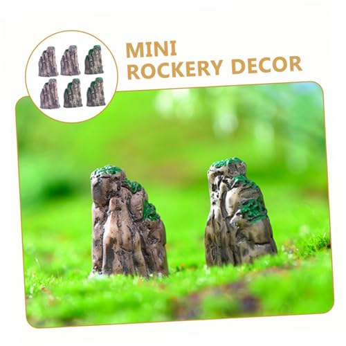 6pcs Realistic Mini Rockery Decorative Garden Ornaments for Fairy Garden and Fish Tank