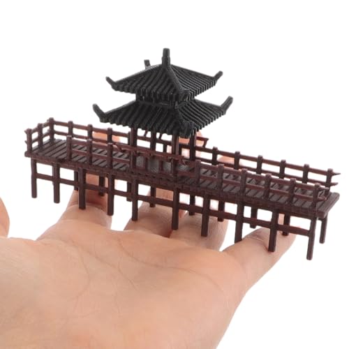 Miniature Pavilion Model Chinese Style Bridge Ornament for Aquarium and Bonsai Decor Compact Ancient Architecture Statue for Micro Landscape