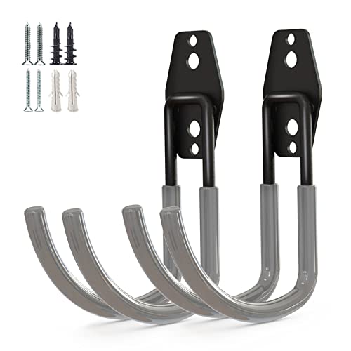 Garage Storage Utility Hooks，Garage Garden Tool Organizer，Steel Wall Mount Hooks, Large Garden U Hooks （2 Pack） (Type-2-Gray) - color: Type-2-Gray