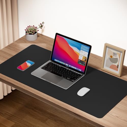 ‎Boutilon Leather Desk Pad Protector,Non-Slip Mouse Pad,Laptop Desk Pad,Office Mouse Mat,Waterproof Leather Desk Blotter,Desk Writing Pad for Office and Home,Laptop Blotter (S-Black,24"x 14") - color: Black, size: S 24" x 14"