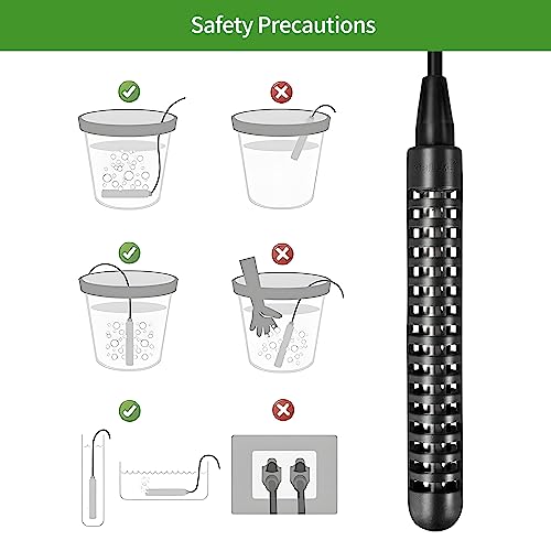 GRILLME 1300W Titanium Fully Submersible Portable Electric Immersion Water Heater,Bucket Water Heater,Seawater Heater for Fish Tank,Seawater Aquaculture,100% Protection Against Seawater Salt Corrosion