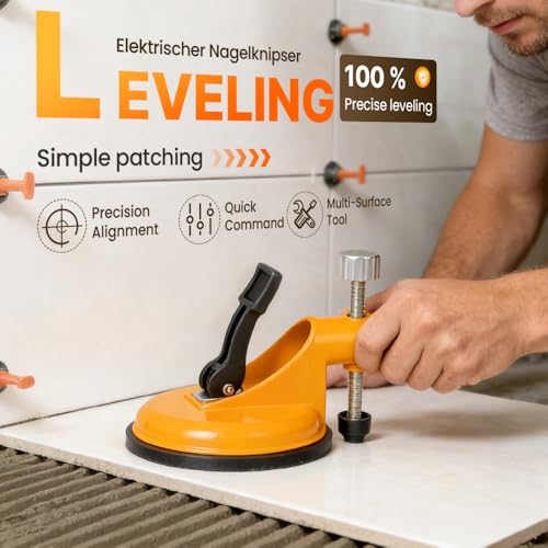 2026 New Adjustable Height Setter Professional Countertop Leveling Tool, Floor Gap Fixer Tool Powerful Tile Leveling Tools with Vacuum Lifting Clamps Rubber for Granite, Marble (Yellow*2) - color: Yellow*2