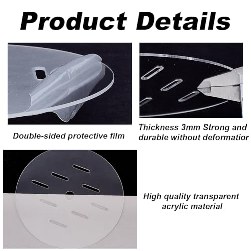 Acrylic Round Aquarium Lid Cover Anti - Jumping Fish Tank Top Cover with Holes Reptile Tank Lids Aquarium Canopy for Preventing Escape Protect Fish Turtles from Birds Cats (Diameter 7.8")