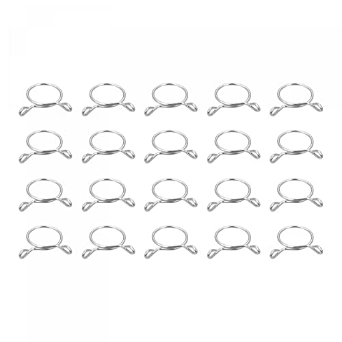 uxcell Fuel Line Hose Clips, 20pcs 20mm ID Fit 21.5-22mm OD Hose 304 Stainless Steel Water Pipe Air Tubing Spring Hose Clamps for Motorcycle Scooter - size: 20mm