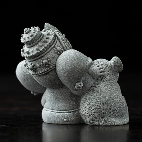 livelyfish Small Elephant Statue Sandstone Figurine Hindu Meditation Buddha Sculpture for Fish Tank Aquarium Decoration (C) - color: C