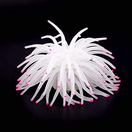 Artificial Aquarium Fish Tank Decoration Silicone Sea Anemone Artificial Fish Tank Ornament Decoration (White) - color: White