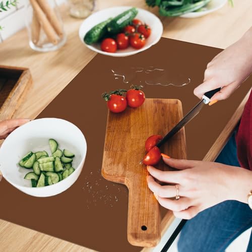 Silicone Mat for Kitchen Counter, Silicone Mat Trimable to Size (Brown, 15.7×11.8inch-2pcs), BPA-Free Silicone Placemat, Heat-Resistant NonSlip Table Mat for Air Fryer, Countertop Protector Mat - color: Brown, size: (M1 - 15.7''x 11.8‘’x 0.04'')