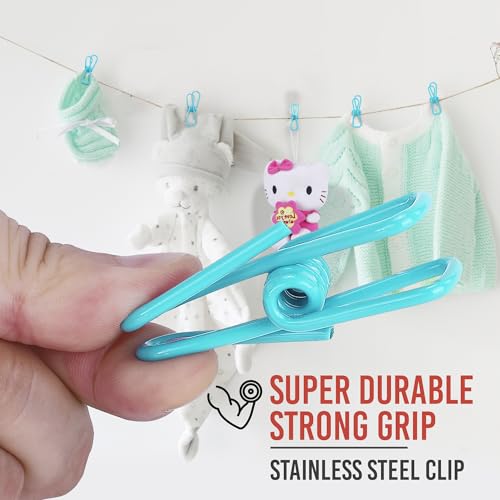 30 Pack Blue Chip Bag Clips for Food - PVC 2 Inch Coated Sealer for Sealing Food - Paper Holder, Clothesline Clip for Laundry Hanging, Kitchen Bags, Multipurpose Clothes Pins - color: Blue