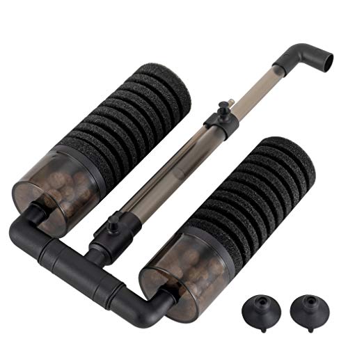 hygger Aquarium Double Sponge Filter, Comes with 2 Spare Sponges (S) - size: Filter S (10-40 gallon)