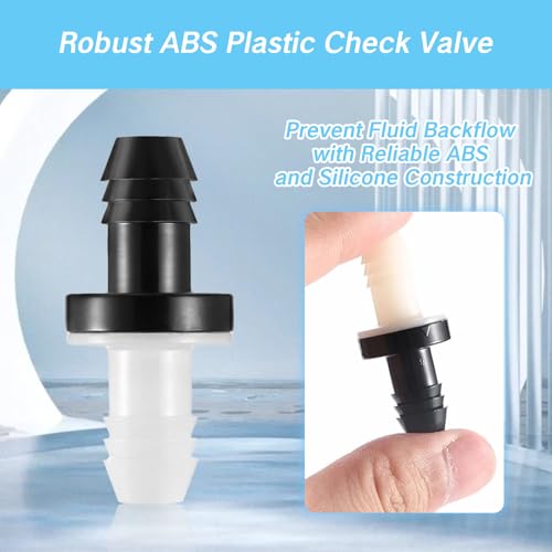 2 Pcs Check Valve 3/8 Inch Plug-in Check Valve Camis One-Way Gas Tank Valves for Water Fuel Air Liquid Flow Transfer 10 mm ABS Plug-in Check Valve Admittance Line Barb Check Valves