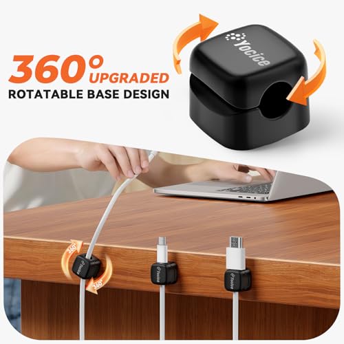 12Pack Rotatable Cord Organizer,Spring Cable Clips Desk Cable Management Cord Holder Adhesive Phone Charger Cord Clips for Home Office Car Wall Nightstand Accessories, Black - color: Black, size: 12Pack