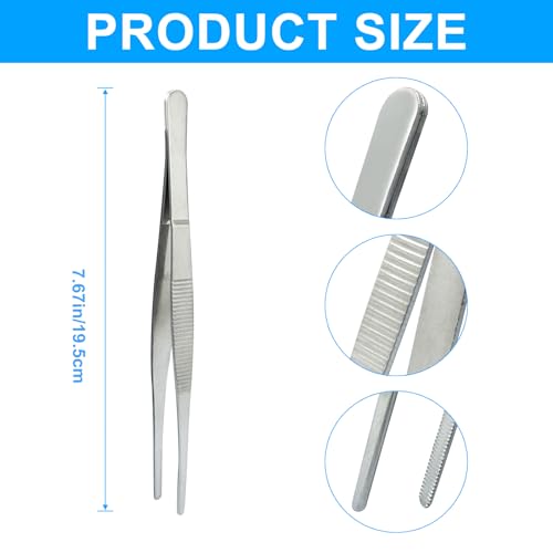 2 Pcs 8 Inch Stainless Steel Forceps, Straight Metal Tweezers General Application for Kitchen, Crafts, Plants - size: 8 Inch