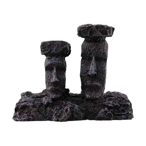 Moai Statues Aquarium Decorations, Fish Tank Easter Island Air Stone Decor, Special Bubble Stone for Aquarium Decor, Airline Tubing Accessories for Oxygenation(Gray Moai Statues) - color: Gray Moai Statues