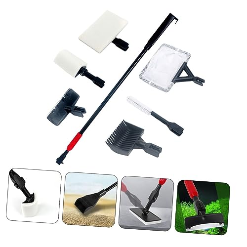 Kisangel 1set Aquarium Cleaning Tools Fish Tank Brush Kit Replaceable Fine Mesh Net Easy Storage Essential Scrubber for Freshwater Aquariums