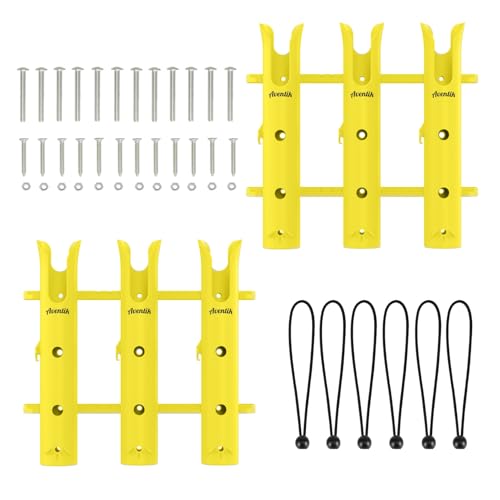 Aventik Tube Fishing Rod Holder Bracket Wall Mounted Boat Side Mount Tool Holder Tube Links with Screws 1/2/3/4/6 Pole Tube Fishing Rod Holders - color: 6-Pole Yellow