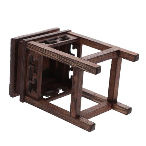 HOMSFOU Antique Chinese Decor Wood Flower Display Stand Vase Holder Decor Plant Pot Stand - size: 12X7CM