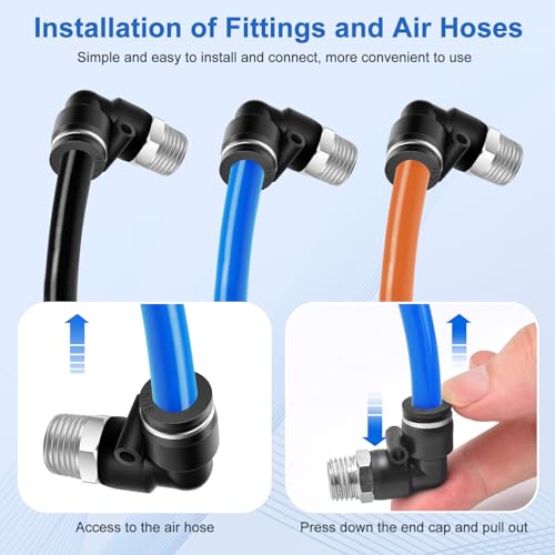 12 Pcs Push to Connect Fittings 5/16 Inch Tube OD x 1/4 Inch NPT Thread Pneumatic Male Straight and Elbow Quick Connect Air line fittings - size: 5/16"OD x 1/4"NPT