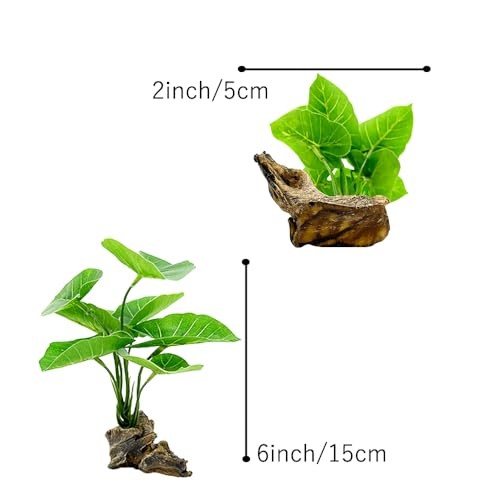 Fish Tank Decor Aquarium Decorations Ornaments Betta Leaf pad Hammock 6inch Plastic Artificial Plant Goldfish Fish Hides Small Tank/Reptiles Plants Driftwood (Green-Type-A) - color: Green-type-a