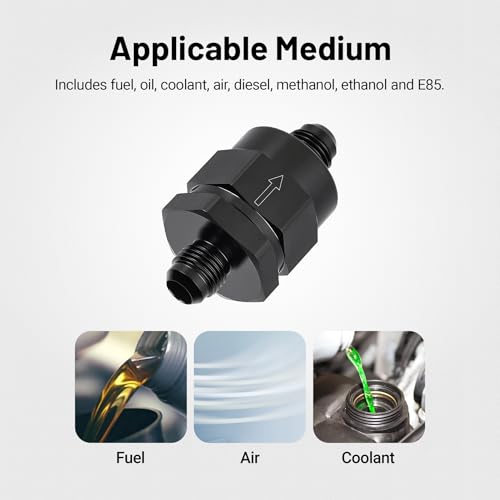EVIL ENERGY 6AN Male Non Return One Way Inline Check Valve Fitting Aluminum Black