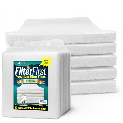 Aquatic Experts Aquarium Filter Floss for Fish Tank Filters - FilterFirst Aquarium Filter Pad - Media Roll for Crystal Clear Water, 3/4" - 1" Thick (12 Inch Wide, 12 Inch Long - 5 Pack) - size: 12 Inch Long - 5 pack