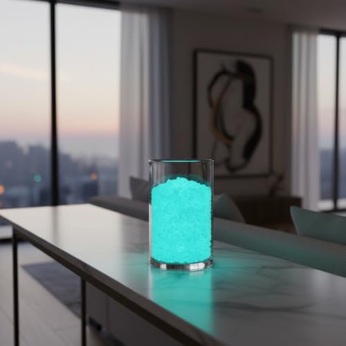 Shiny Stone Glow in The Dark Aquarium Neon Gravel Sand, Decorative Rocks for Fish Tank and Fairy Garden, Home Dec,305g/0.67lbs (3-5mm, Aqua) - color: Aqua, size: 3-5mm