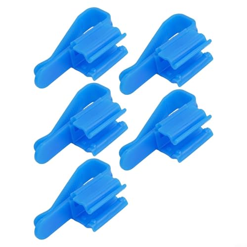 5-Pack ABS Plastic Fish Tank Clamp Water Pipe Holder, Secure Aquarium Hose Mounting for 8-16mm Diameter Tubes, Anti-Slip for Easy Cleaning and Water Change Maintenance in Tanks or Buckets, Black and - color: blue