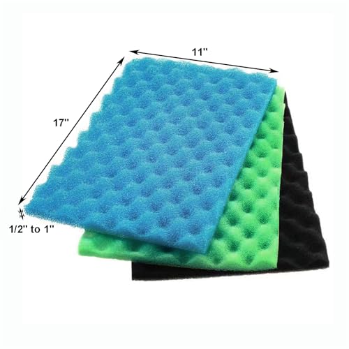 AQUANEAT Aquarium Bio Sponge Foam Filter Media Pad Cut-to-fit for Fish Tank Sump Pond 17" x 11" x 1/2" to 1"