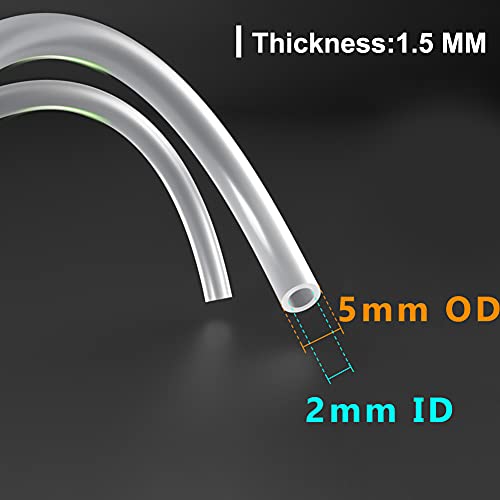 Feelers Silicone Tubing, Food Grade Pure Siliconce Hose 2mm ID 5mm OD 3.3ft, High Temperature Resistant Flexible Hose for Water Air Pump, Aquarium, Home Brewing, Kitchen - size: 2mm-5mm, style: 3.3 Feet