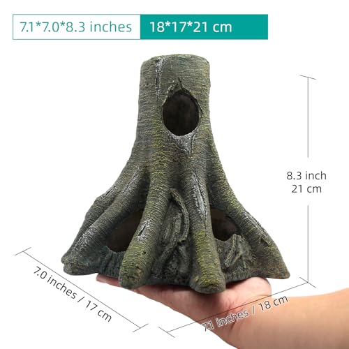 Aquarium Decor Corner Tree Stump Trunk Hollow Betta Cichlid Cave Rocks, Reptile Tank Accessories Climing Ramp for Reptiles, Amphibians, Leopard Gecko, Snake, Lizard, Frogs, Fish - style: Type-D
