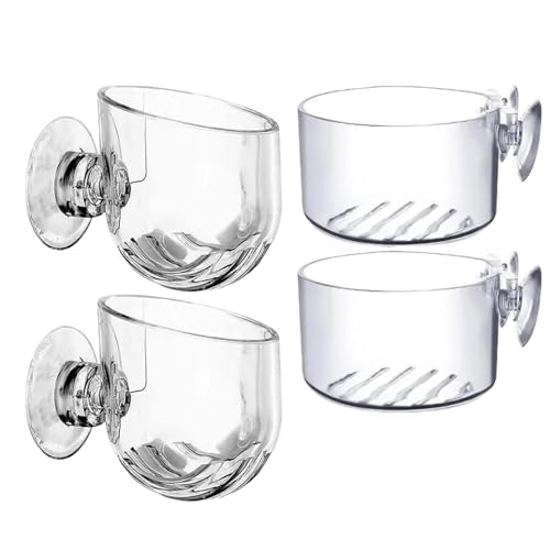 4 Pcs Aquarium Plant Pot Planter, Glass Fish Tank Plants Holder, Aquarium Decoration Plant Cup with Suction Cups for Fishes Tank Ornament Aquarium Décor Plastic Plants Fish and Aquatic Pets