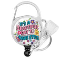 Funny Optometry Badge Reel, Retractable ID Badge Holder Heavy Duty with 360°Swivel Carabiner Belt Clip for Optometrist Eye Doctor Vision, Optometry Student Graduation Gifts - color: Beautiful Day