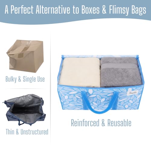 VENO 4 Pack Heavy Duty Moving Bags, Extra Large Storage Bags with Reinforced Handles & Strong Zippers, Foldable & Reusable Moving Box Alternative for Clothes & Dorm Storage - color: Spring Breeze, size: 4 Pack