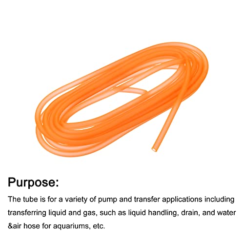 uxcell Aquarium Airline Tubing Hose 5/32" ID 15/64" OD 1Pcs 13.12 Ft Silicone Flexible Airline Tubing for Fish Tank, Terrariums, and Hydroponics, Orange - color: Orange