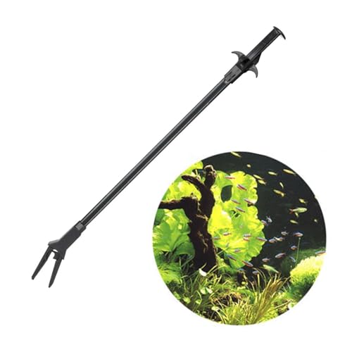 19.7" Aquarium Feeding Tongs with Pull Claw – Ergonomic Plastic Fish Tank Tool for Gravel Cleaning, Plant Placement, Freshwater/Saltwater Tanks & Ponds (Rustproof, Non-Slip Handle)