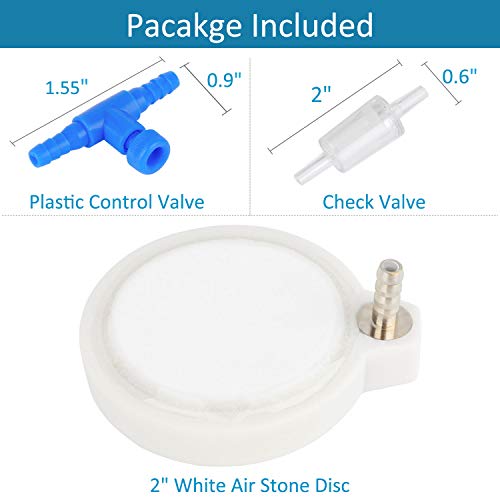 Pawfly 2 Inch White Air Stone Disc Small Bubble Stone Fish Tank Oxygen Stone for Air Pump Aquarium Fish Tank, 2 Pack