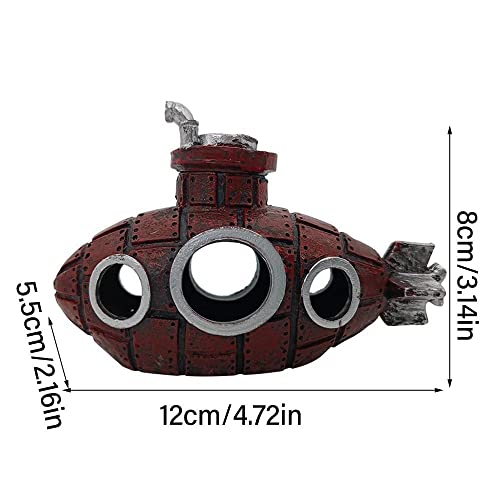 Fish Tank Decoration Craft Aquarium Ornament Pet Supplies Fish Shrimp Hiding Home Decoration Broken Submarine Design(Yellow)