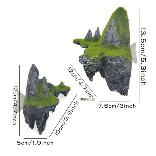 Aquarium Rocks Fish Tank Decoration Resin Moss Mountain Aquarium Decor Realistic Sky City Landscape with Lush Greenery, Fish Tank Landscaping Fairy Garden