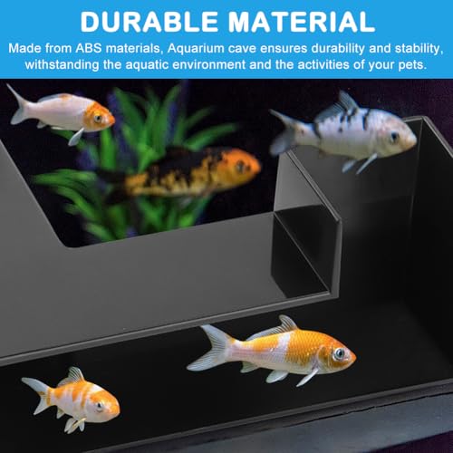 Dual-Entrance Aquarium Tunnel – Aquarium Cave Hideout 360° Viewing, Black Shrimp Cave Fish Tank Tunnels, Underground Substrate Buried Tunnel for Fish Decoration