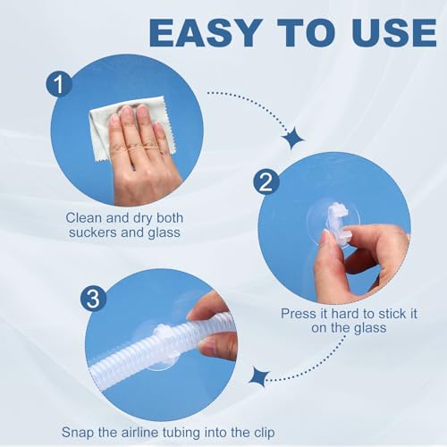Aquarium Suction Cups, Fish Tank Suction Cups Clips Airline Tube Holders Clamps (Plastic, 8Pcs, Clear) for 0.4" Fish Tank Airline Tubing Binding Moss Shrimp Nest, 10x30MM