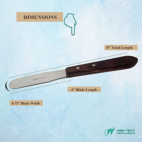 Stainless Steel Lab Spatula Plaster Alginate Mixing Laboratory Tool Modeling Carvers with Wooden Handle, Polished Blades & Brass Rivets for Multipurpose Lab Use (4 Inch Blade)
