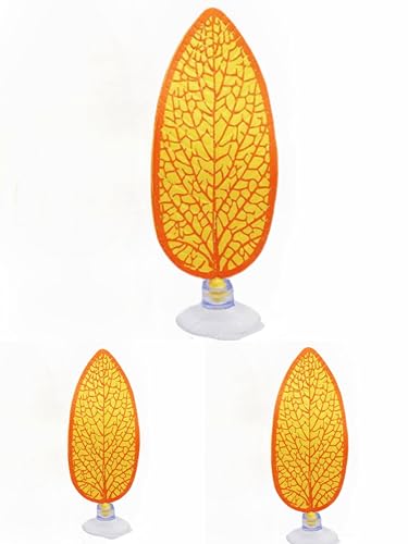 HTONG 3 Pcs Artificial Plant Leaf Betta Hammock Fish Rest Bed Aquariums Supply Leaves (Yellow.) - color: Yellow.