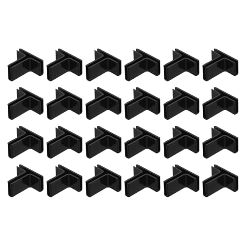 uxcell 24Pcs Plastic Glass Connector, Suitable for 3mm Thick t Shaped Glass to Glass Clamp, Fixing Bracket Rimless Clip Holder for Aquarium Fish Tank Display Shelves, Black - color: Black, size: 3mm
